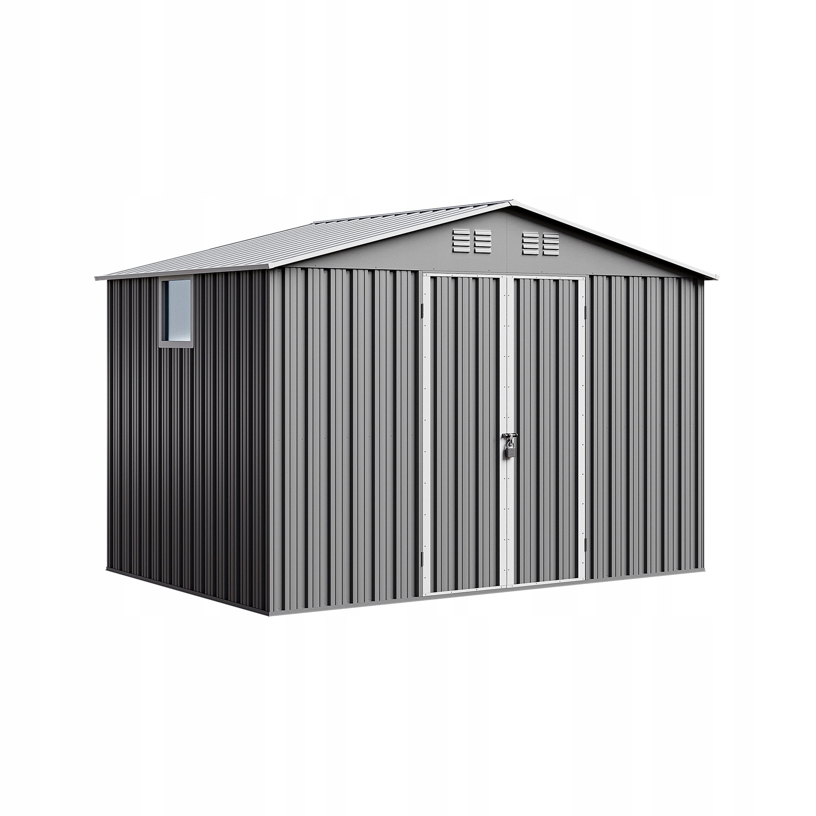 Domek metalowy ogrodowy szopa schowek na narzędzia 283x189 cm Light Grey