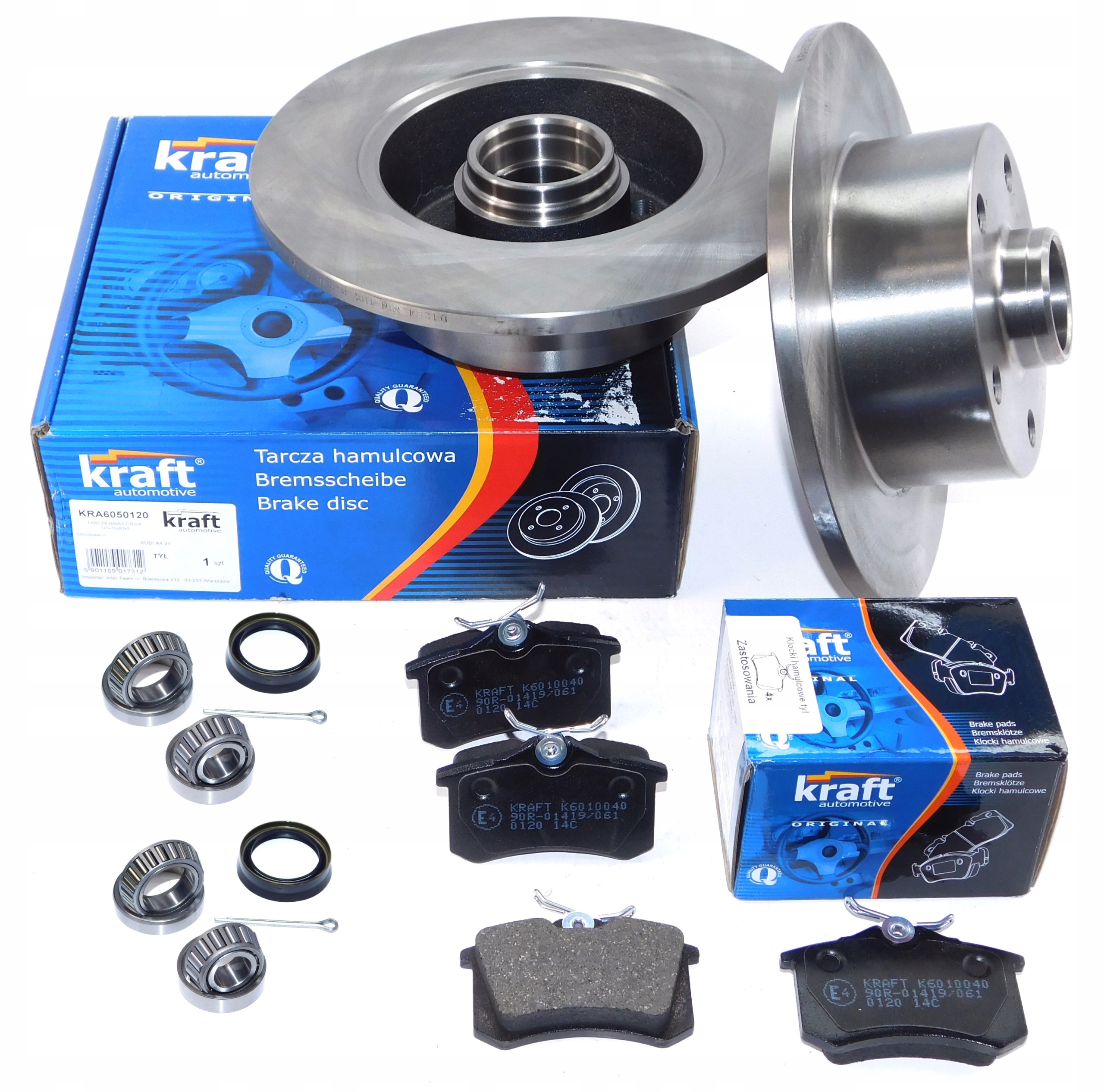6050120 - Диски + колодки + підшипники задні AUDI A4 b5 KRAFT