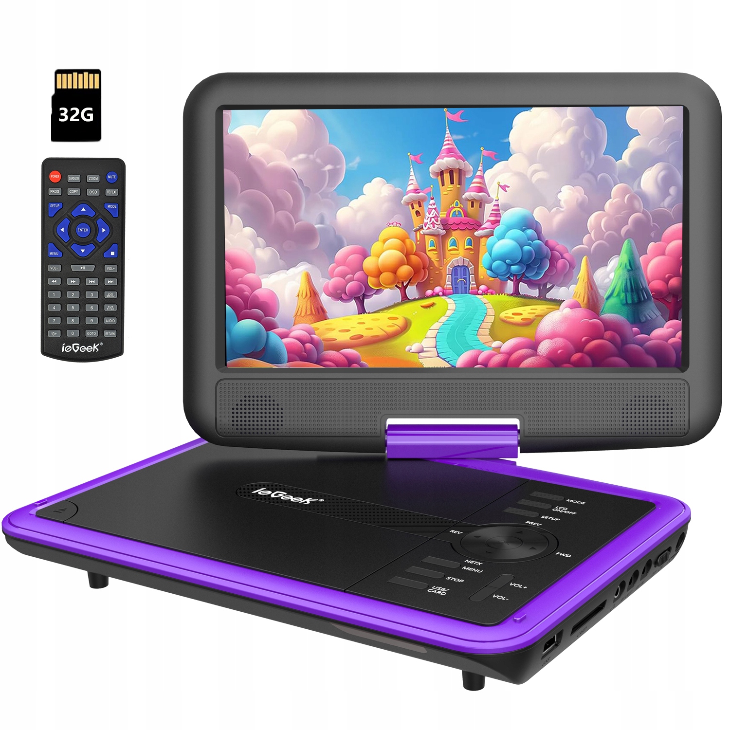 9" Přenosný DVD Přehrávač, Přenosné DVD Přehrávače Pro Děti S Kapacitou 32 Gb