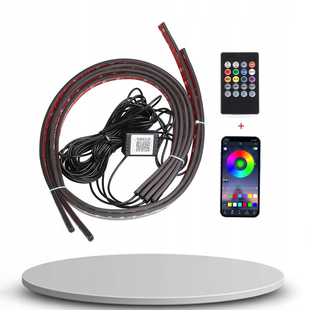 PODŚWIETLENIE PODWOZIA LED RGB LAMPKI TAŚMY POD SAMOCHÓD AUTO APPka +PILOT