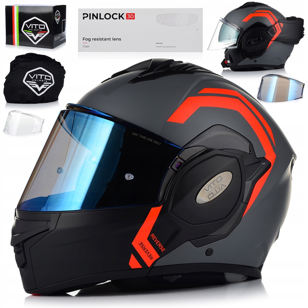 Motocyklová Přilba Čelistní| Vito Reverse Pinlock Blenda Dvojité Sklo