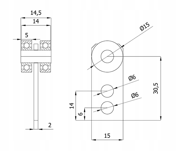 ROLKA WÓZEK na PROFIL 20x20 do DRZWI BRAMY P-2M-20 + gadżet reklamowy Rodzaj bramy Przesuwna