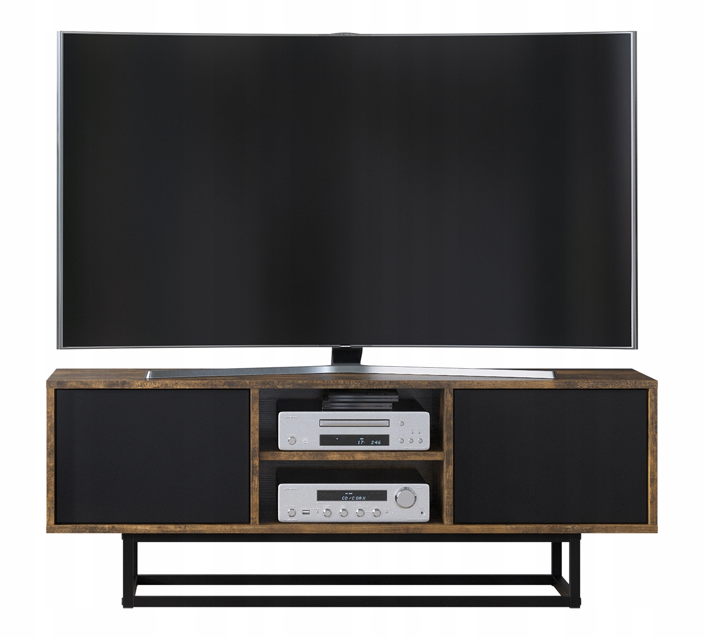 SZAFKA RTV DO SALONU 120CM STOLIK TV LOFT INDUSTRIAL BRĄZ CZARNY MAT LFT001