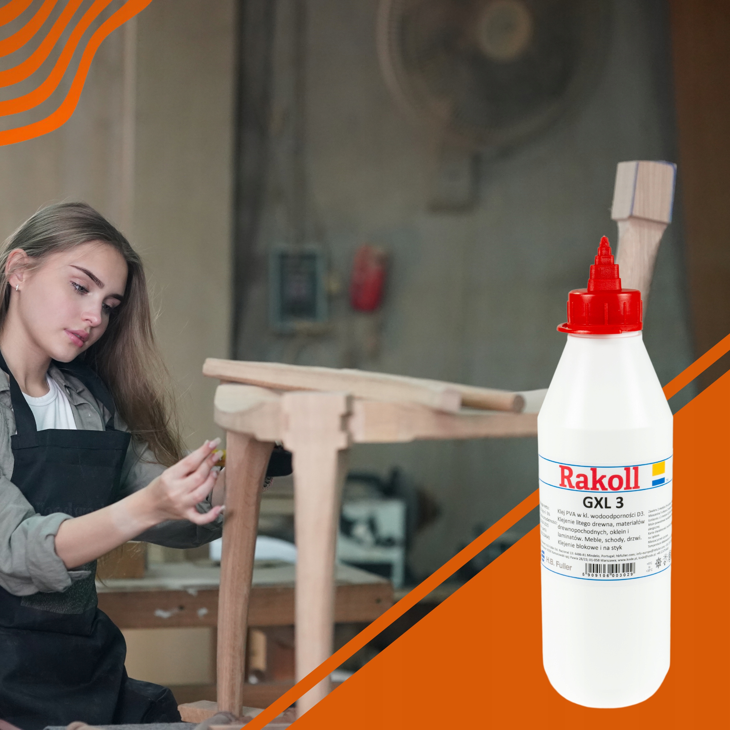 Klej RAKOLL GXL-3 0,5kg do drewna wodoodporny D3 MDF OSB do fornirów prasy Waga produktu z opakowaniem jednostkowym 0.5 kg