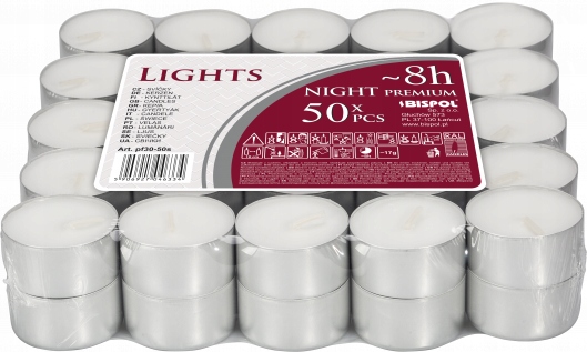 

Podgrzewacze Tealight Świeczki Bezwonne 8H 50 Szt