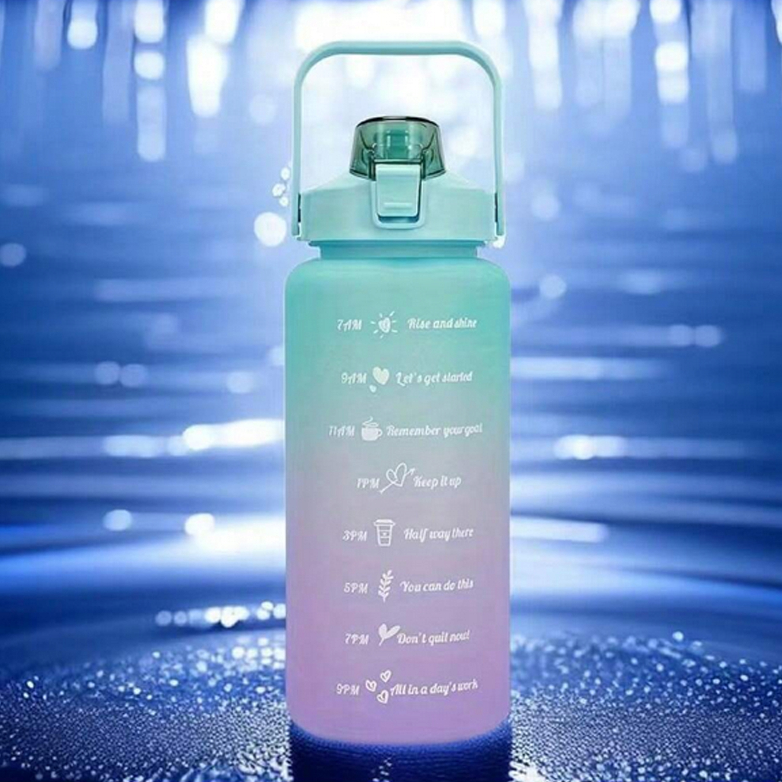 BUTELKA MOTYWACYJNA BIDON NA WODĘ 2000ml 2l ZE SŁOMKĄ Z UCHWYTEM MIARKĄ Model RC-K994