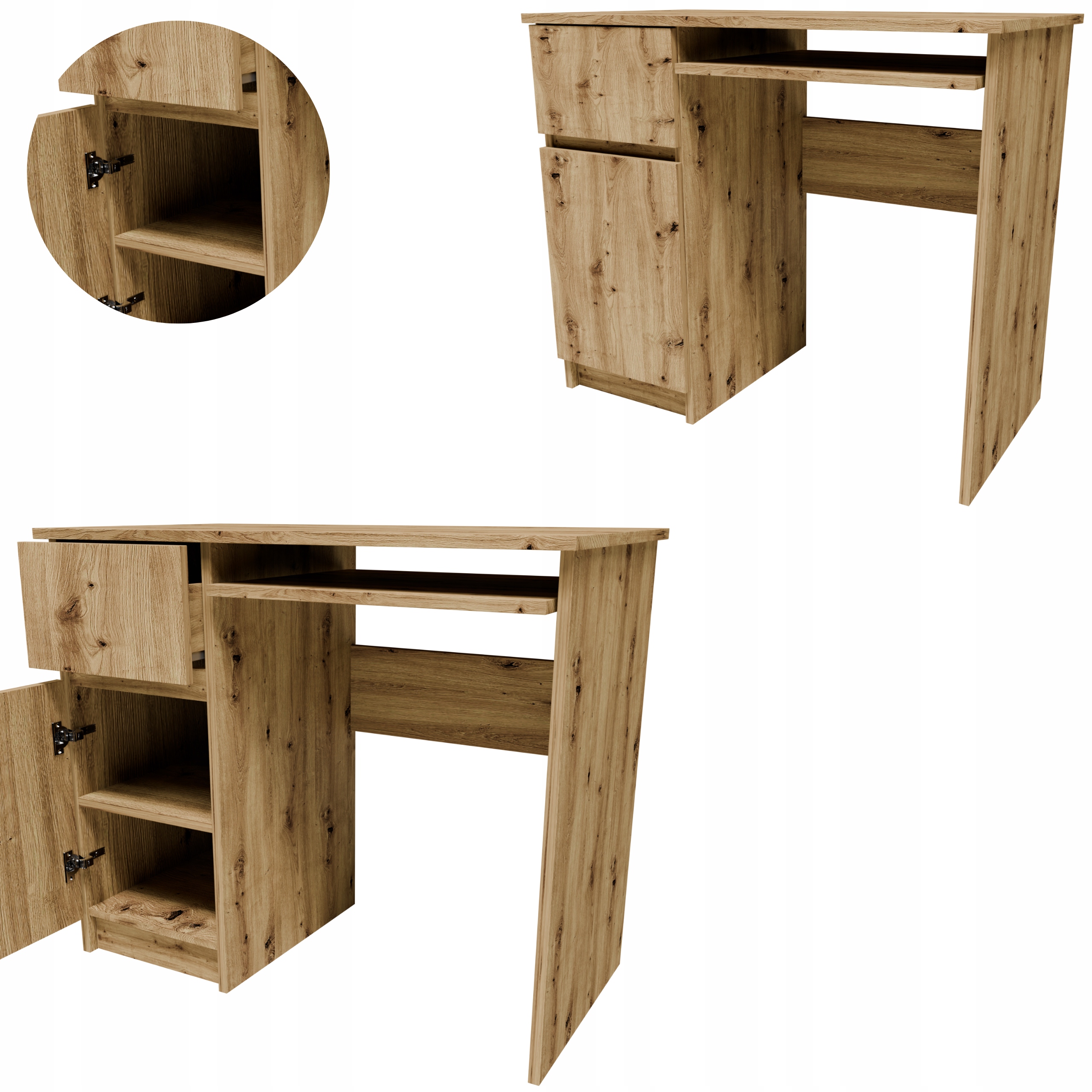 Psací stůl PIK90LEART artisan levá funkční počítačová skříň šuplík