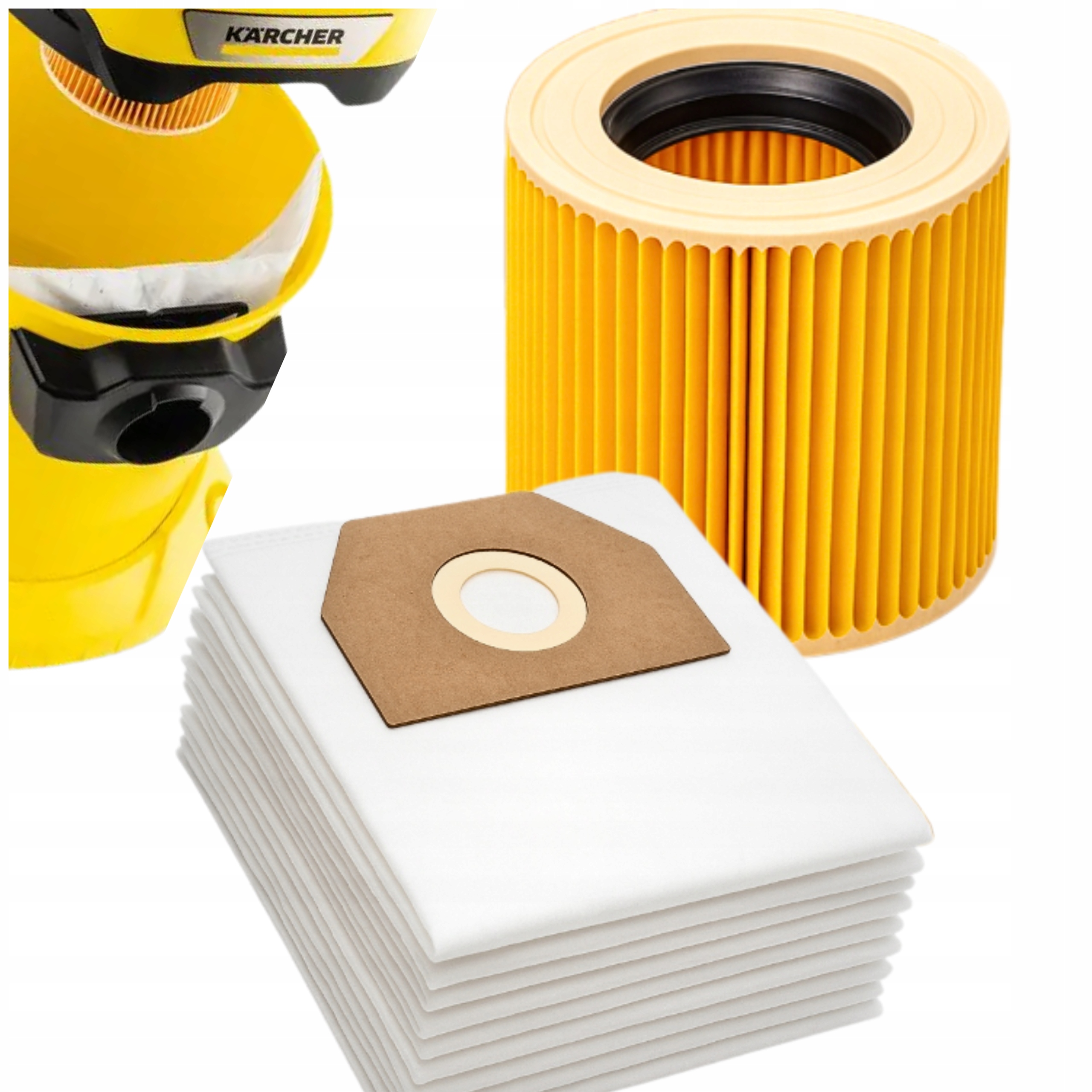10 x Látkové Sáčky Do Vysavače Karcher WD3 WD2 WD6 SE4001 Wd 3 Filtr