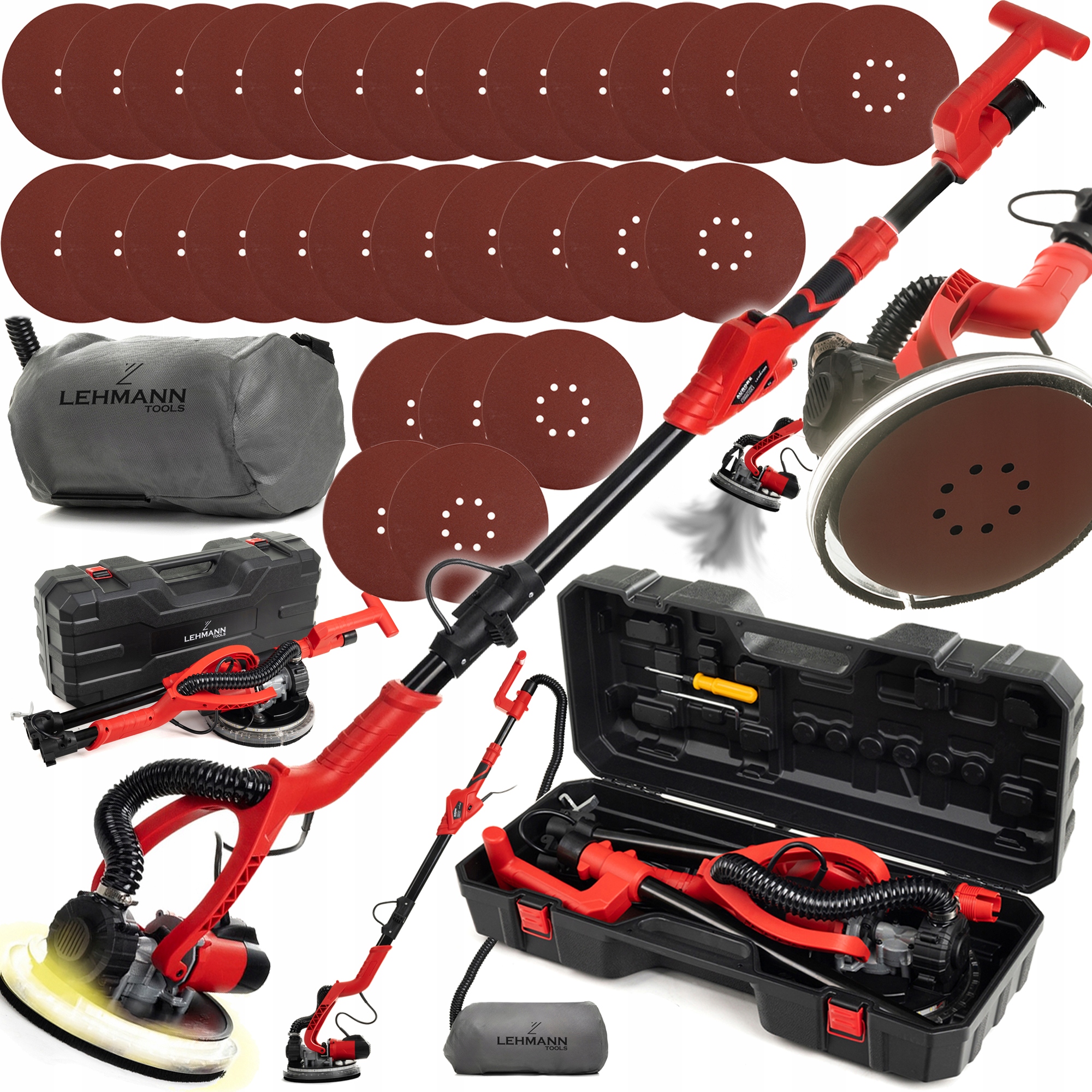 Szlifierka Do Gipsu Żyrafa Gładzi Tynków Led Z Odsysem Papier Walizka Worek