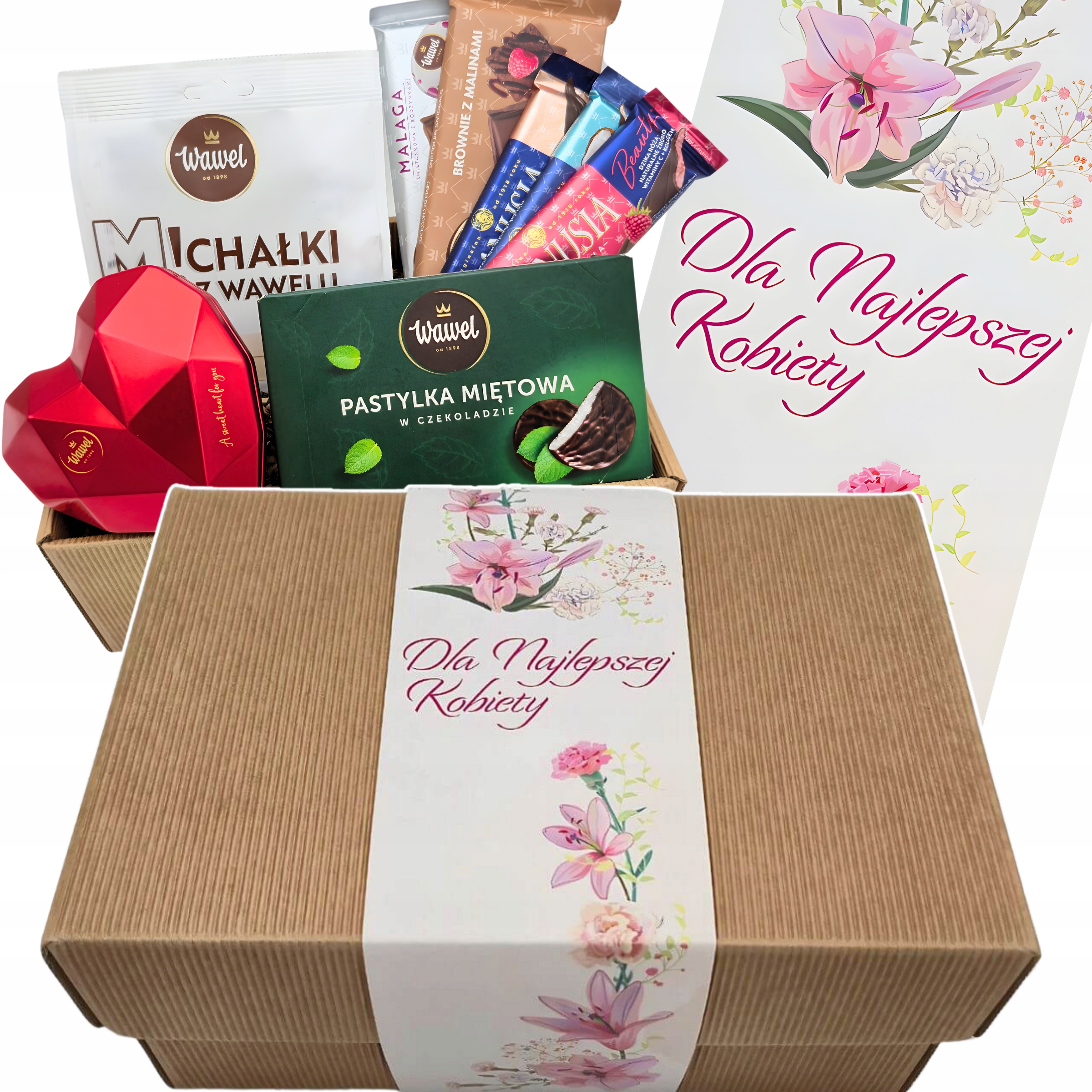 Zestaw prezentowy dla Kobiety Cukierki Czekoladki Pudełko Serce Wawel