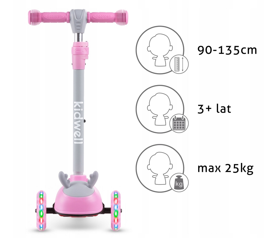 HULAJNOGA BALANSOWA dla dzieci LED Kidwell ZOOCAR Hamulec tak