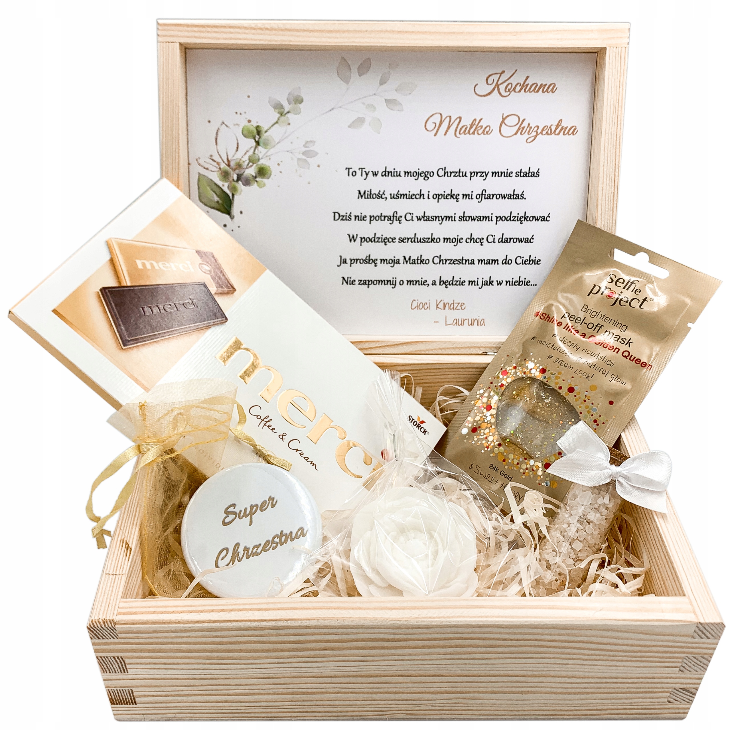 Poděkování Kmotrovi Dárkový Box Set Dřevěný Truhlík