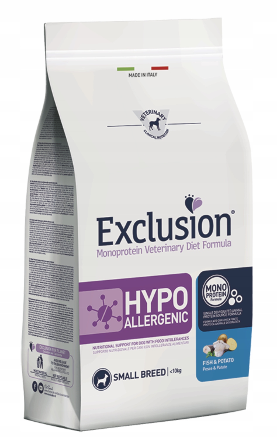 Exclusion Hypoallergenic malá plemena psů ryba a brambory 2 kg