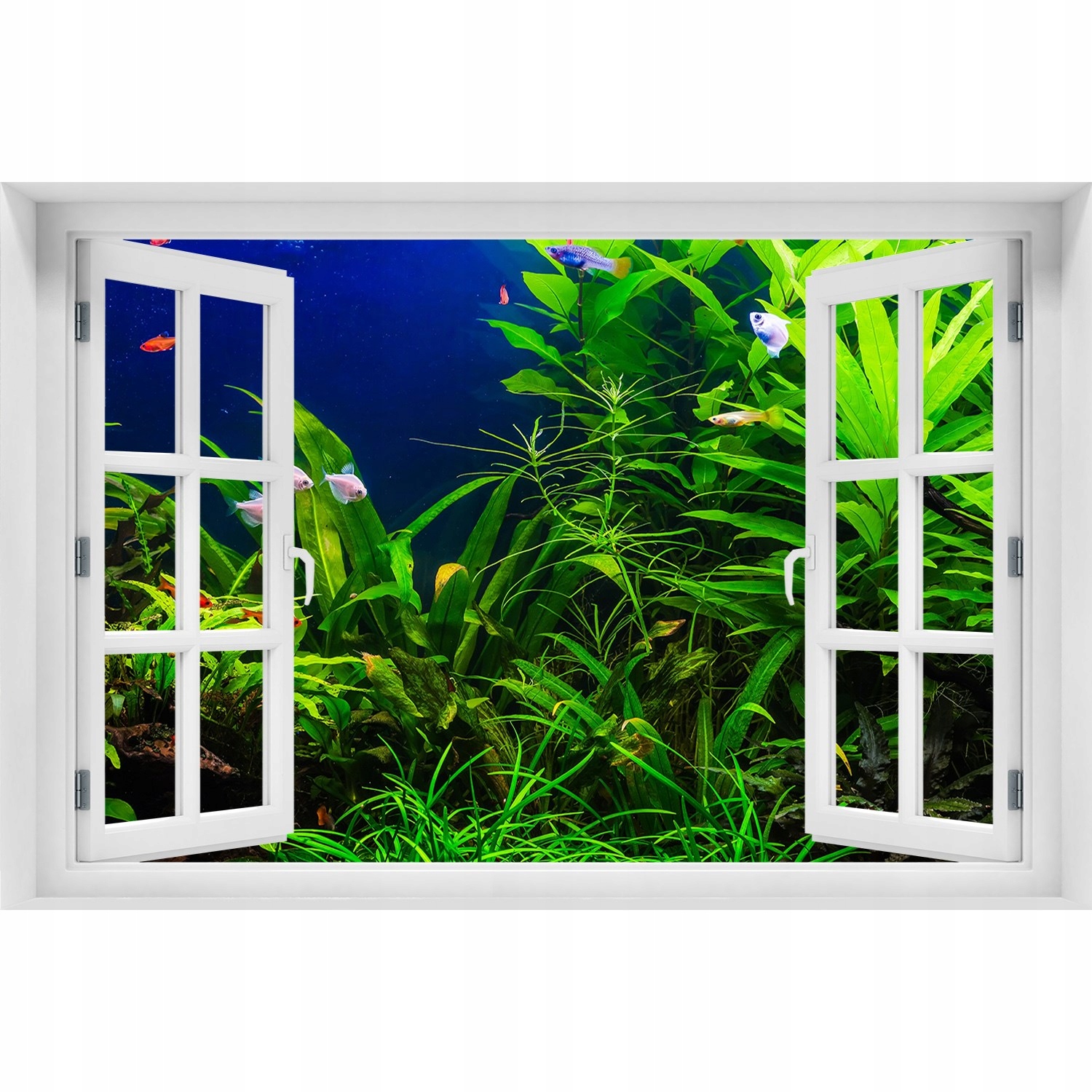 

3D Okno Naklejka na ścianę Ryby w akwarium 120x80