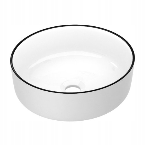 Okrúhla umývadlová doska 41 Imprese Black Edge biela Čierny Rant