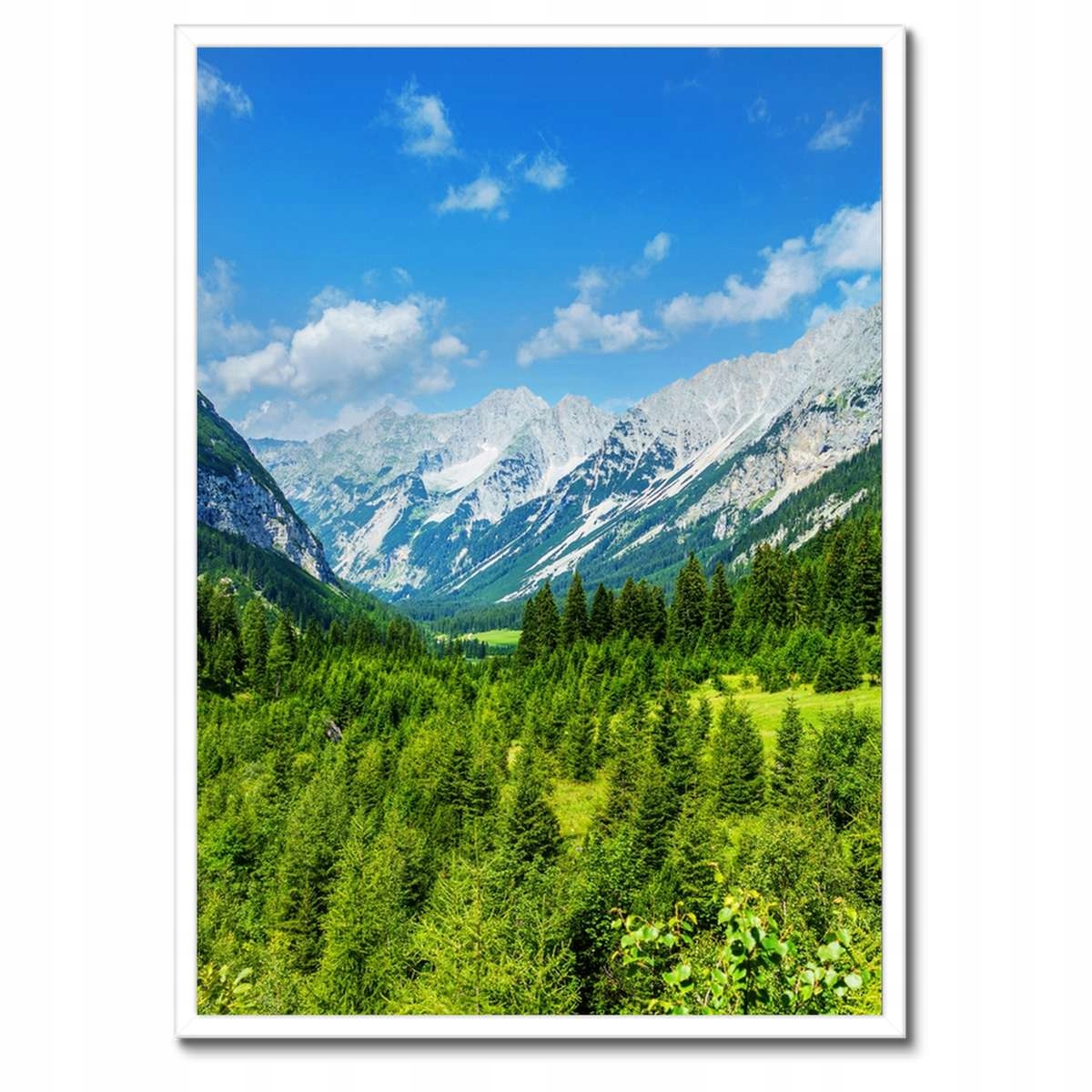 Plakáty v rámu 50x70 Horská krajina s krásnými mraky Stromy v horách