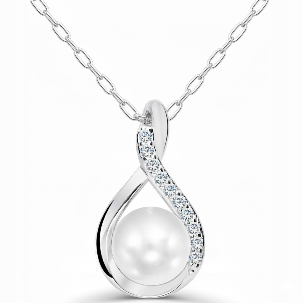 Dámský stříbrný náhrdelník řetízek s přívěskem perla elegantní stříbro 925