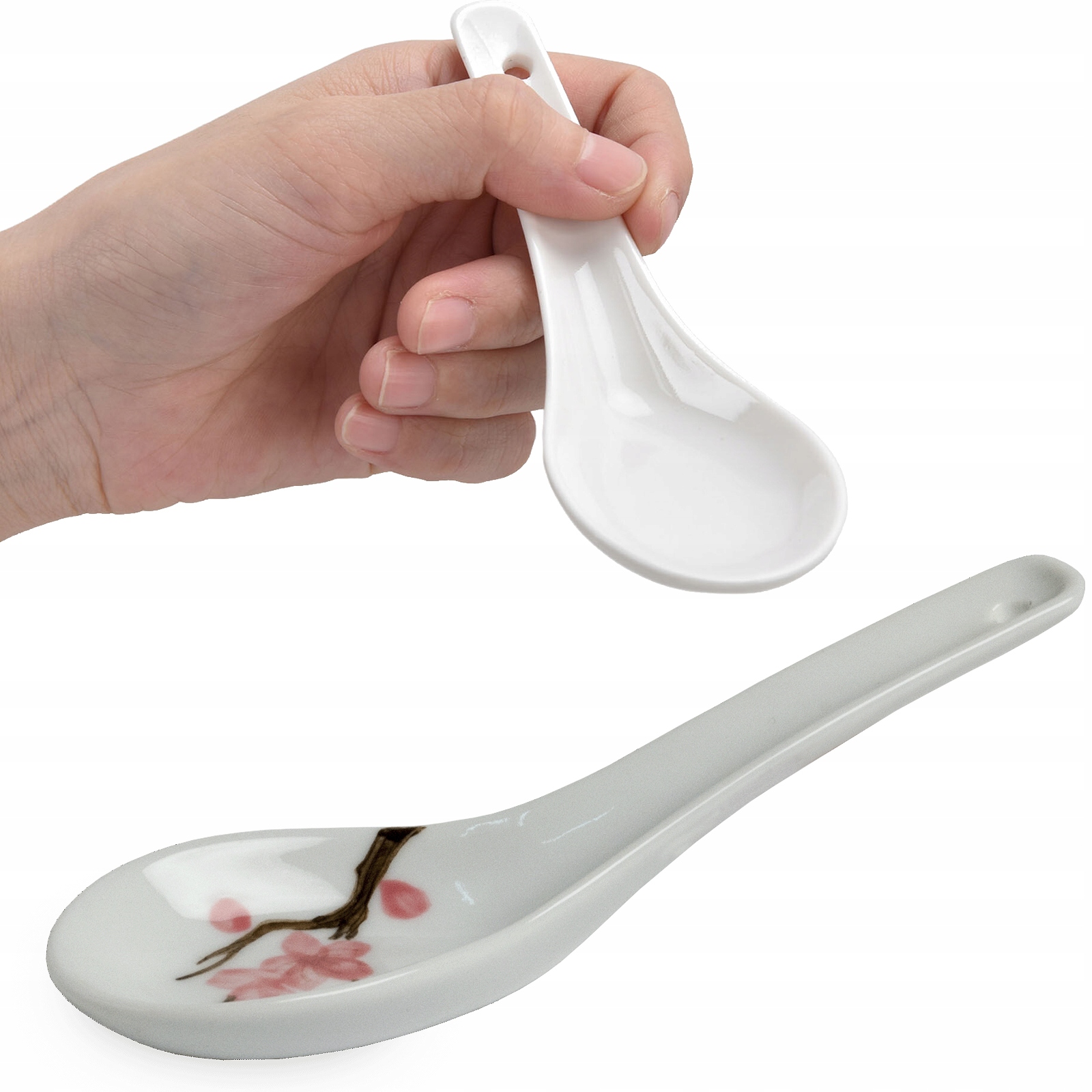 

Łyżka Porcelanowa Do Zupy Biała Kwiaty Sakura 14,5