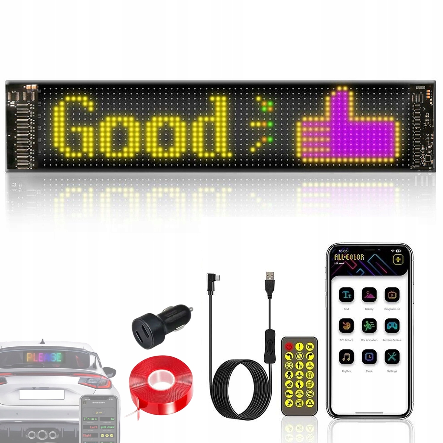 Flexibilní Reklamní Obrazovka Led Světla Auta, Plnobarevná Aplikace S Dálkovým Ovládáním