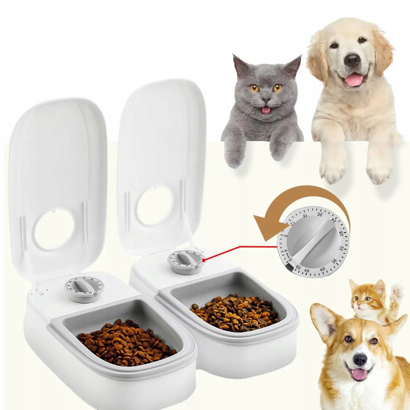 Levně Automatický podavač krmiva pro kočky psy králíky dávkovač krmiva miska