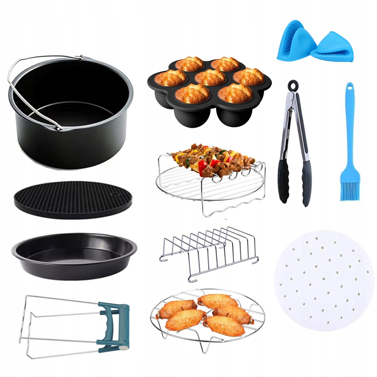 Sada 13 Kusů Příslušenství Pro Fritézu Air Fryer 7"