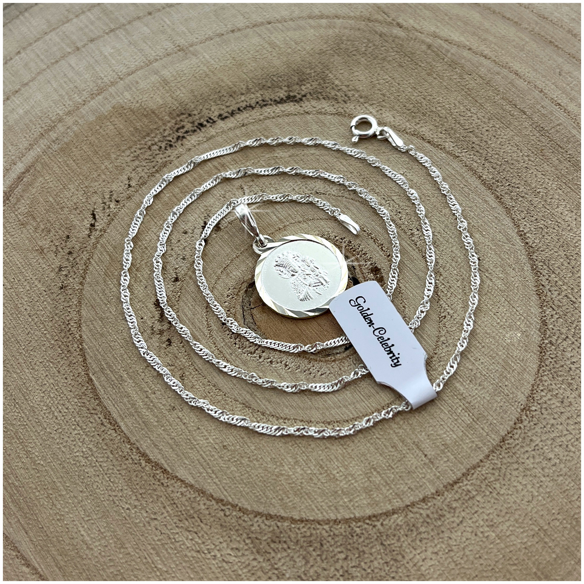 SREBRNY ŁAŃCUSZEK Z MEDALIKIEM PR. 925 PAMIĄTKA I KOMUNII ŚWIĘTEJ + GRATISY Marka Golden Celebrity