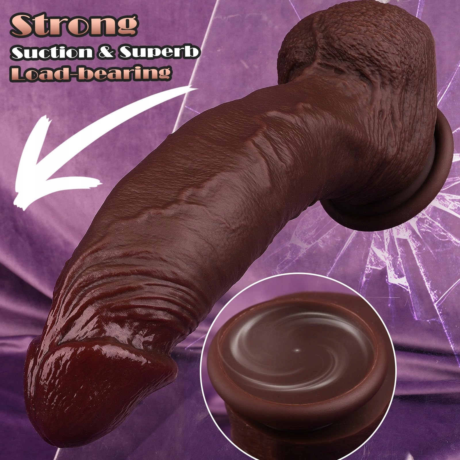 UTIMATEJOY Realistyczny Czarny Dildo 23CM Silikonowy Z Przyssawką — miniatura 6