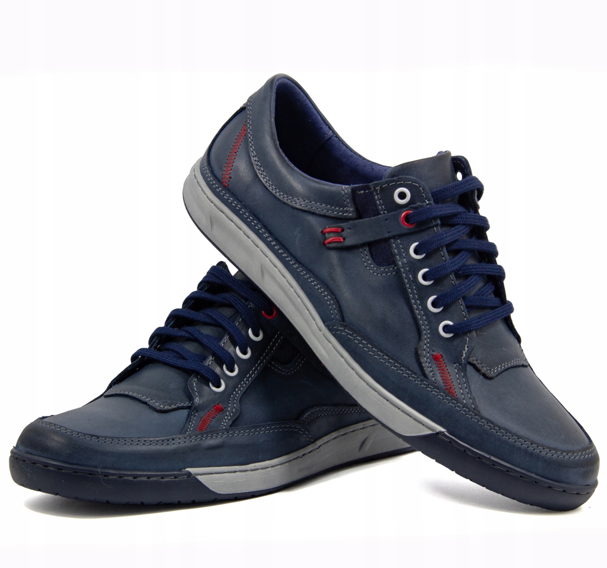 Pánské Polské kožené boty Casual 932K tmavě modré 40