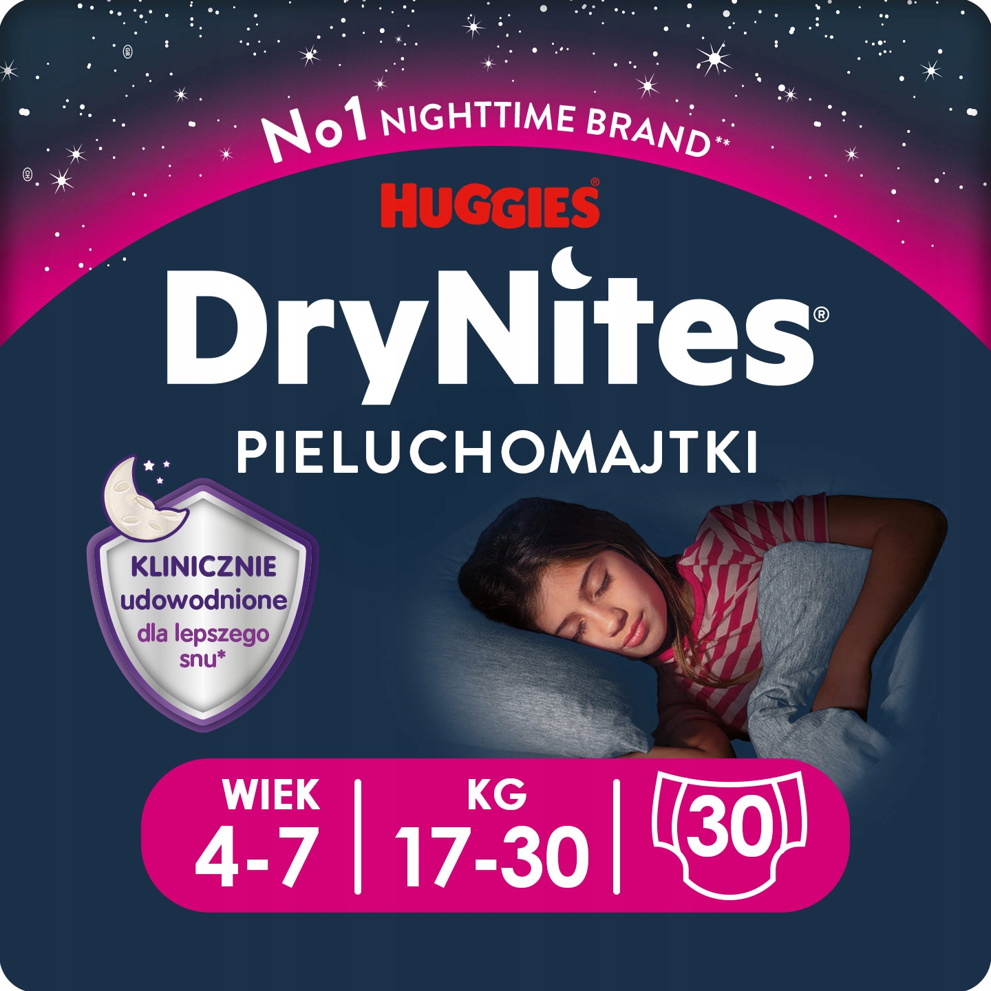 Pieluchomajtki noc dziewczyna 4-7 lat HUGGIES x3