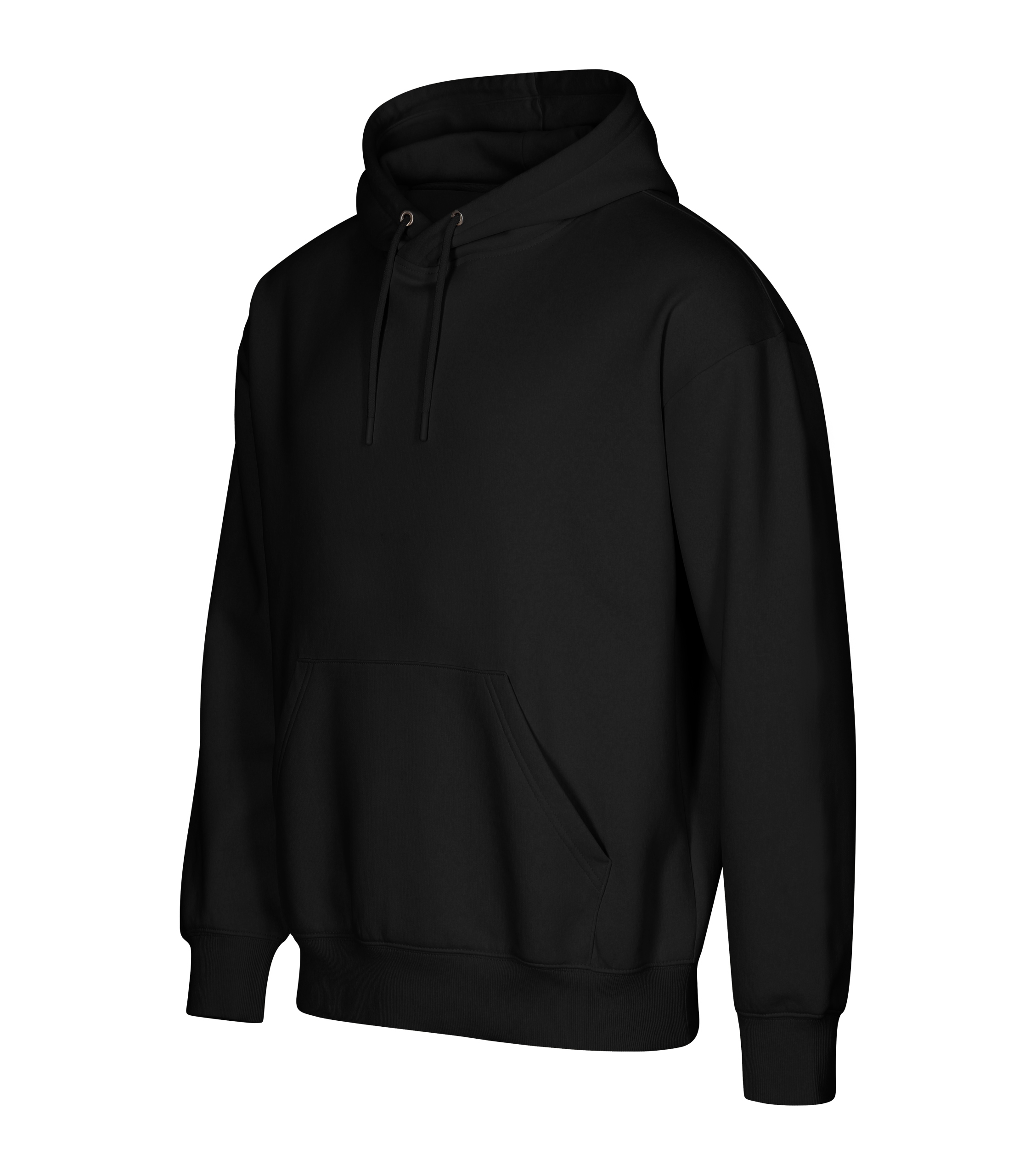 Mikina s kapucí černá s kapsami klokanka bavlna organická 3XL