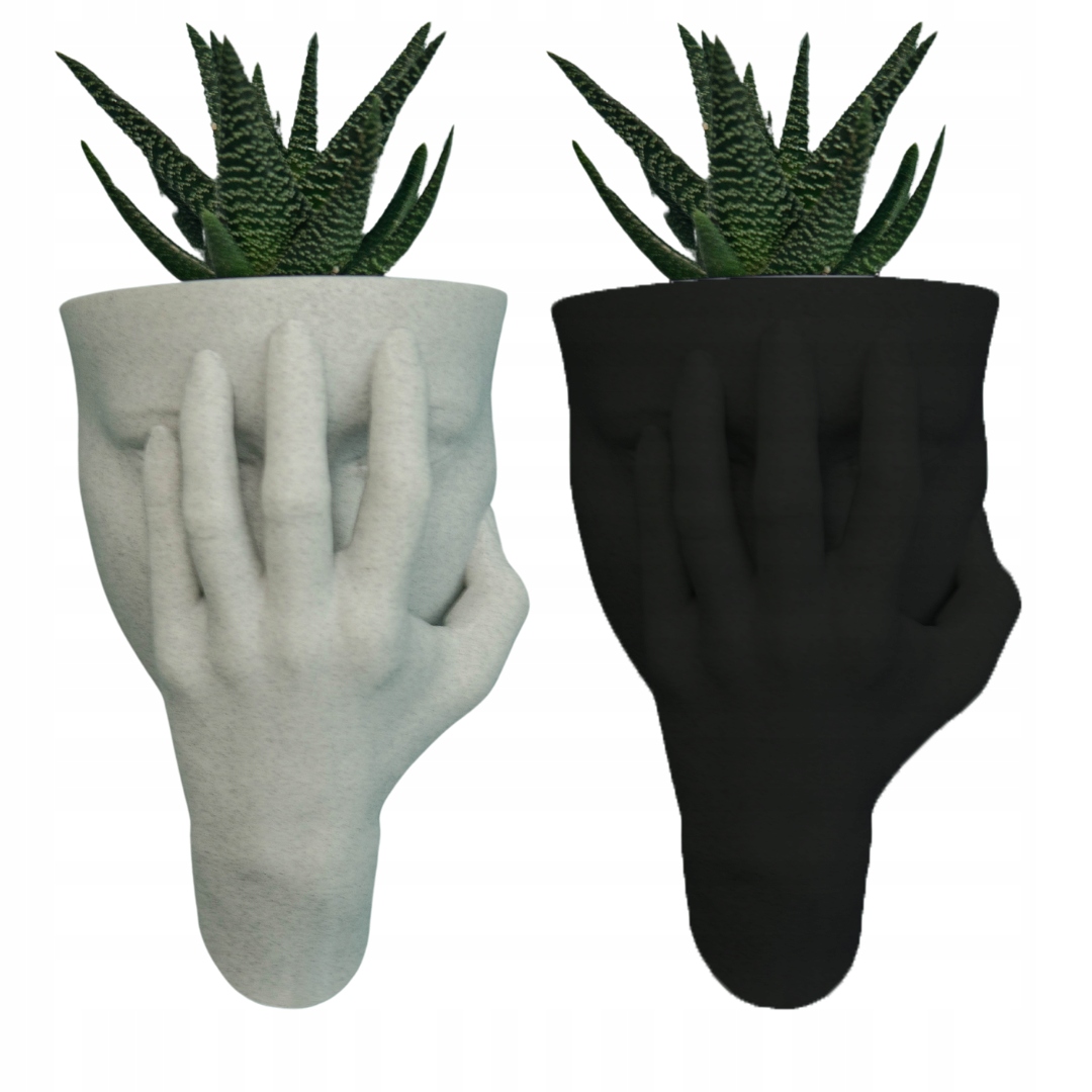 Czarna|Marmur - Doniczka Ścienna w Kształcie Głowy Twarz -Nowoczesny Design