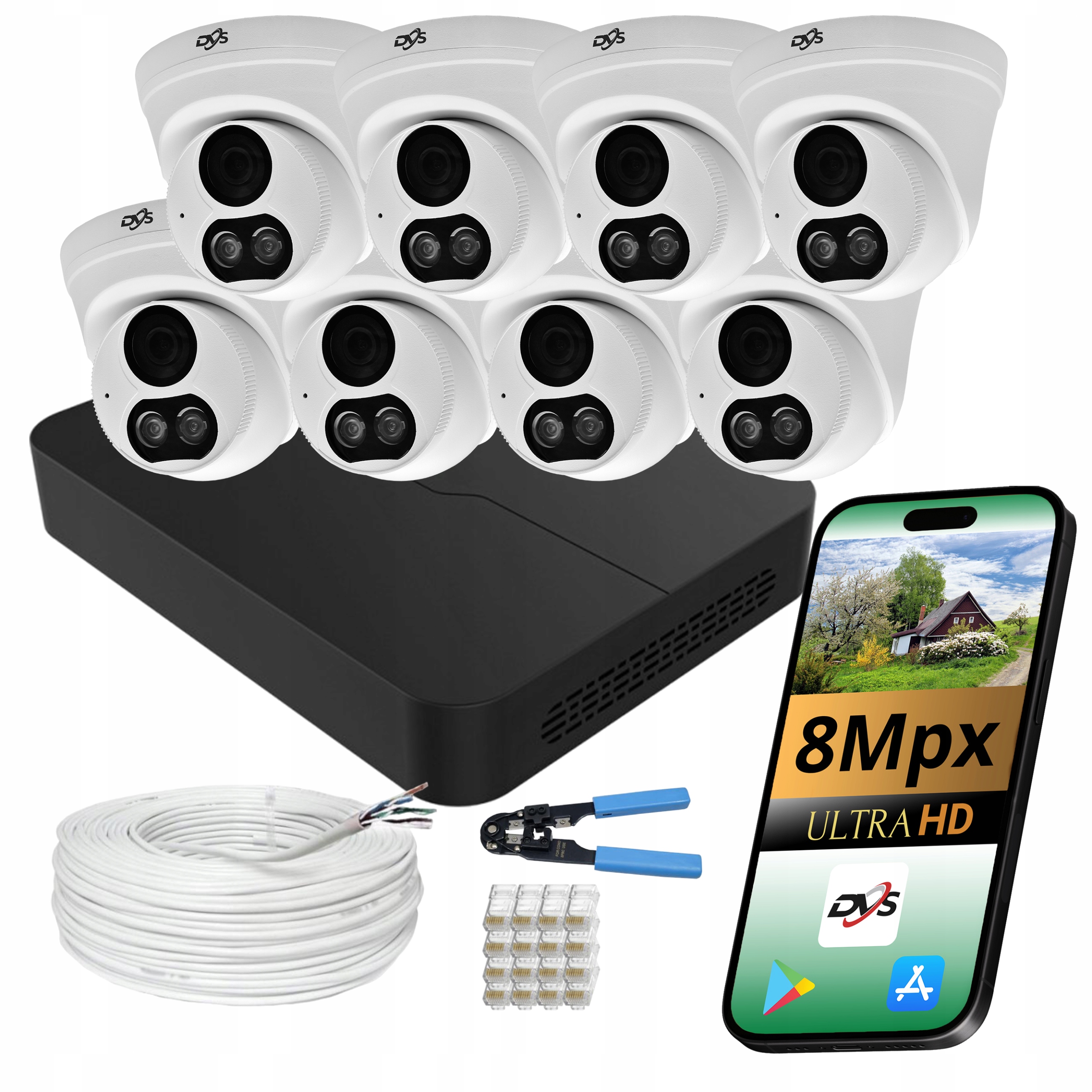 Sada Pro Monitorování Domu Od Firmy 6 Kamer Ip Poe Mikrofon Ir Led Rekordér