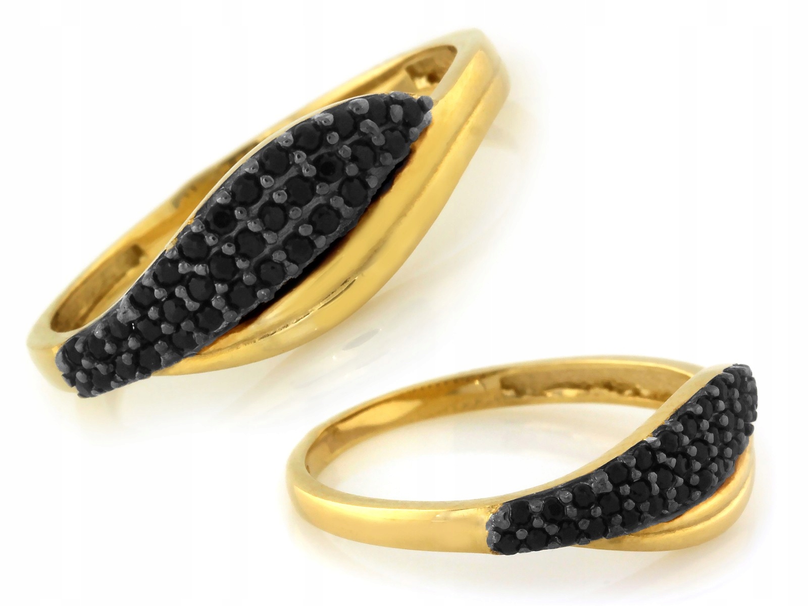 Zlatý prstýnek 585 Eternity 1.65 g s černými zirkony r16 pro ženy