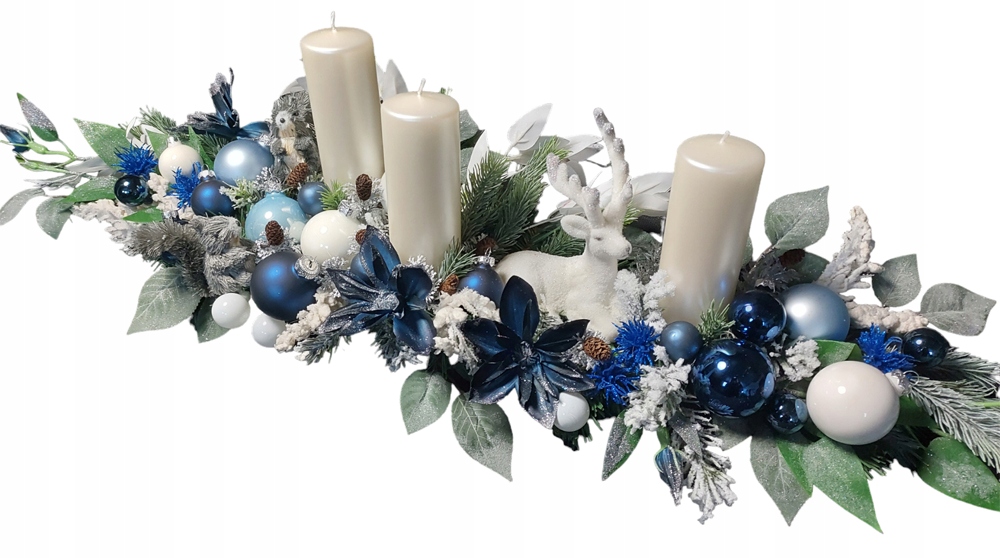 Duży stroik na święta dekoracja świąteczna Boże Narodzenie Niebieski Kod producenta S.23.006