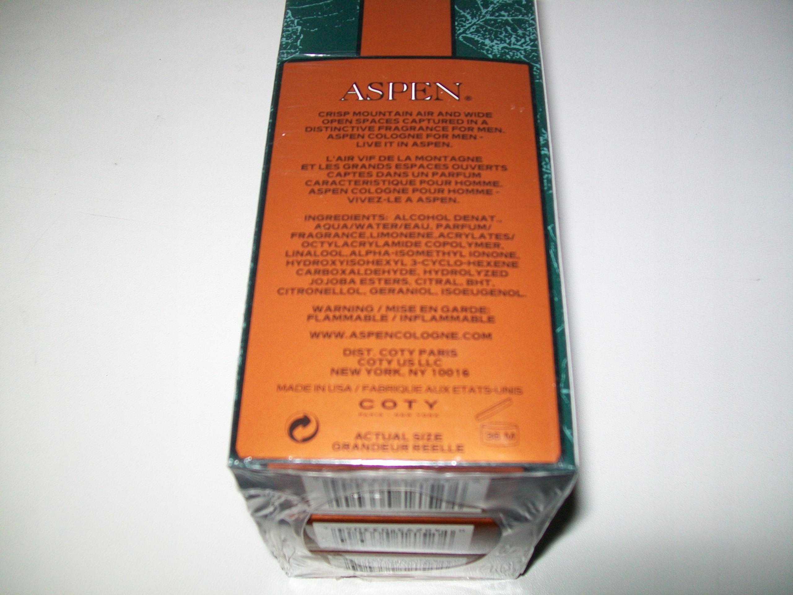 MĘSKA WODA KOLOŃSKA COTY ASPEN EDC 118 ML. PRODUKT - ORYGINAŁ Grupa zapachowa inna