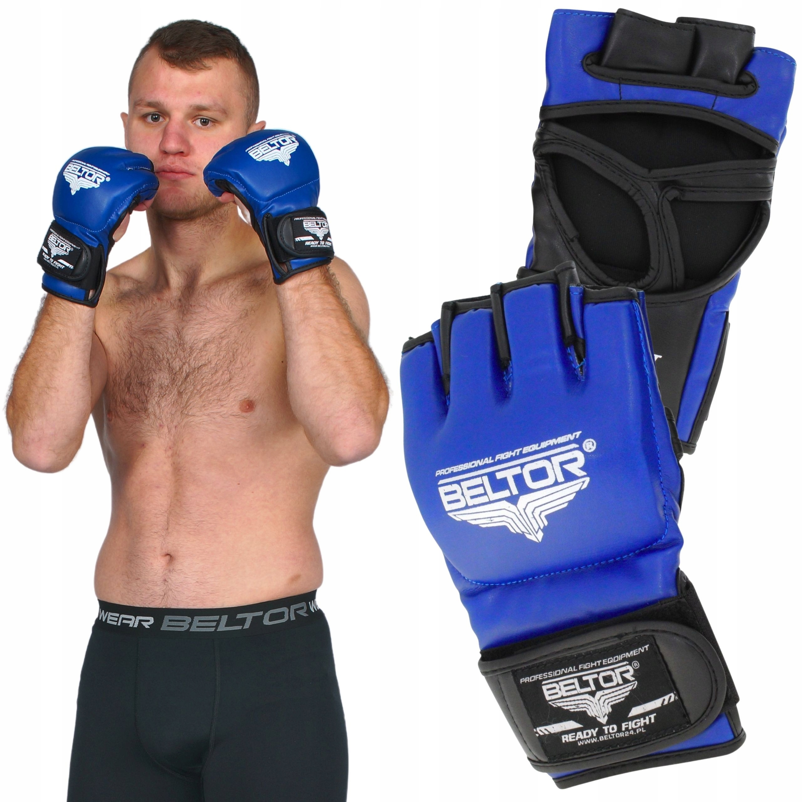 Beltor Rękawice Treningowe Mma Gladius Na Worek Skóra Niebieskie Rozmiar S