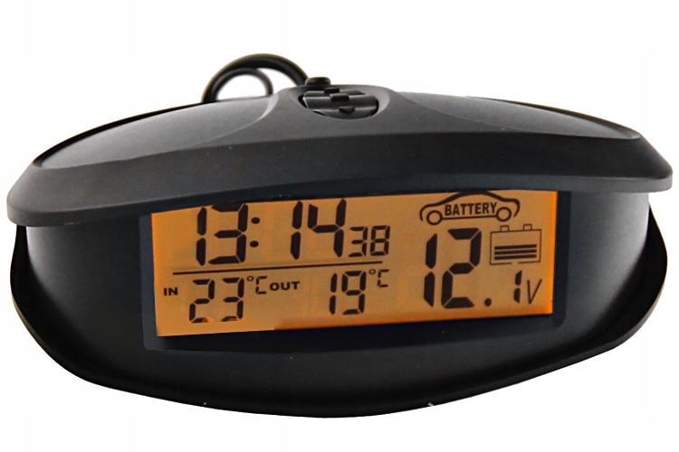 TERMOMETR SAMOCHODOWY ZEGAREK WOLTOMIERZ 3w1 Marka Inna