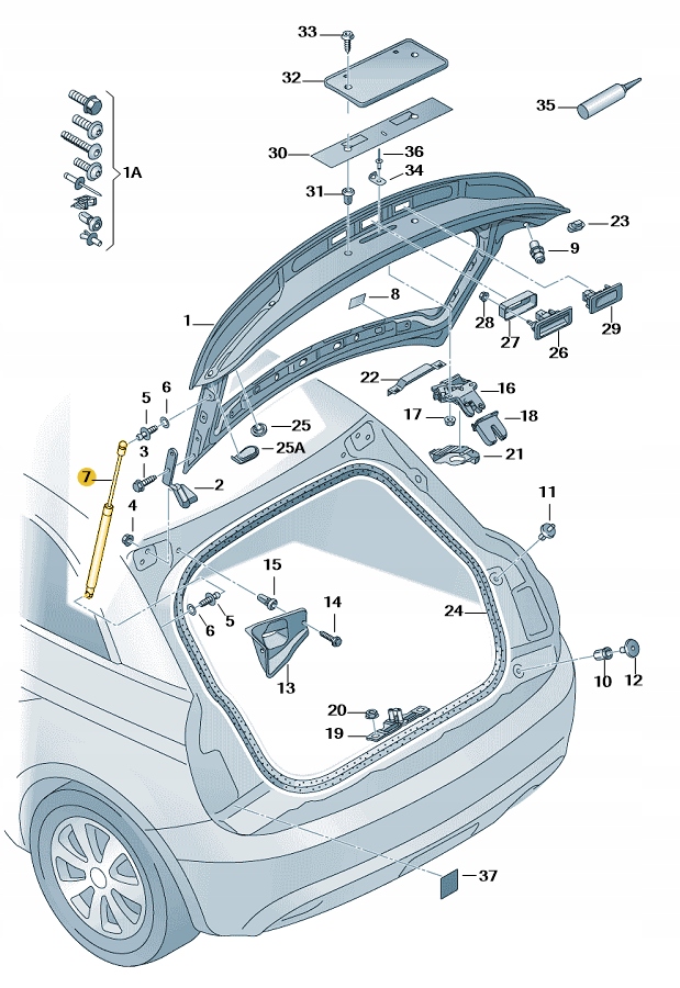 ЕЛ. ЗАМОК ГАЗОВИЙ КРИШКИ ЗАДНЬОЇ AUDI A1 ЯК ОРИГІНАЛ