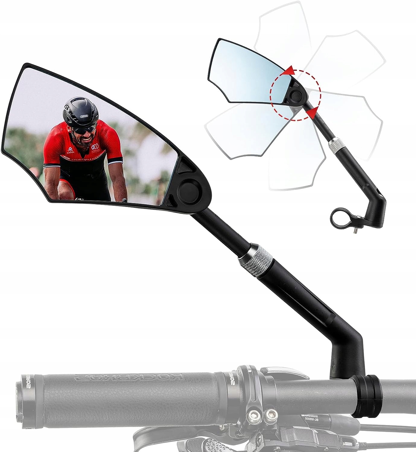 ROCKBROS Lusterko Rowerowe Wsteczne Składane 360°Obrotowe Lewe