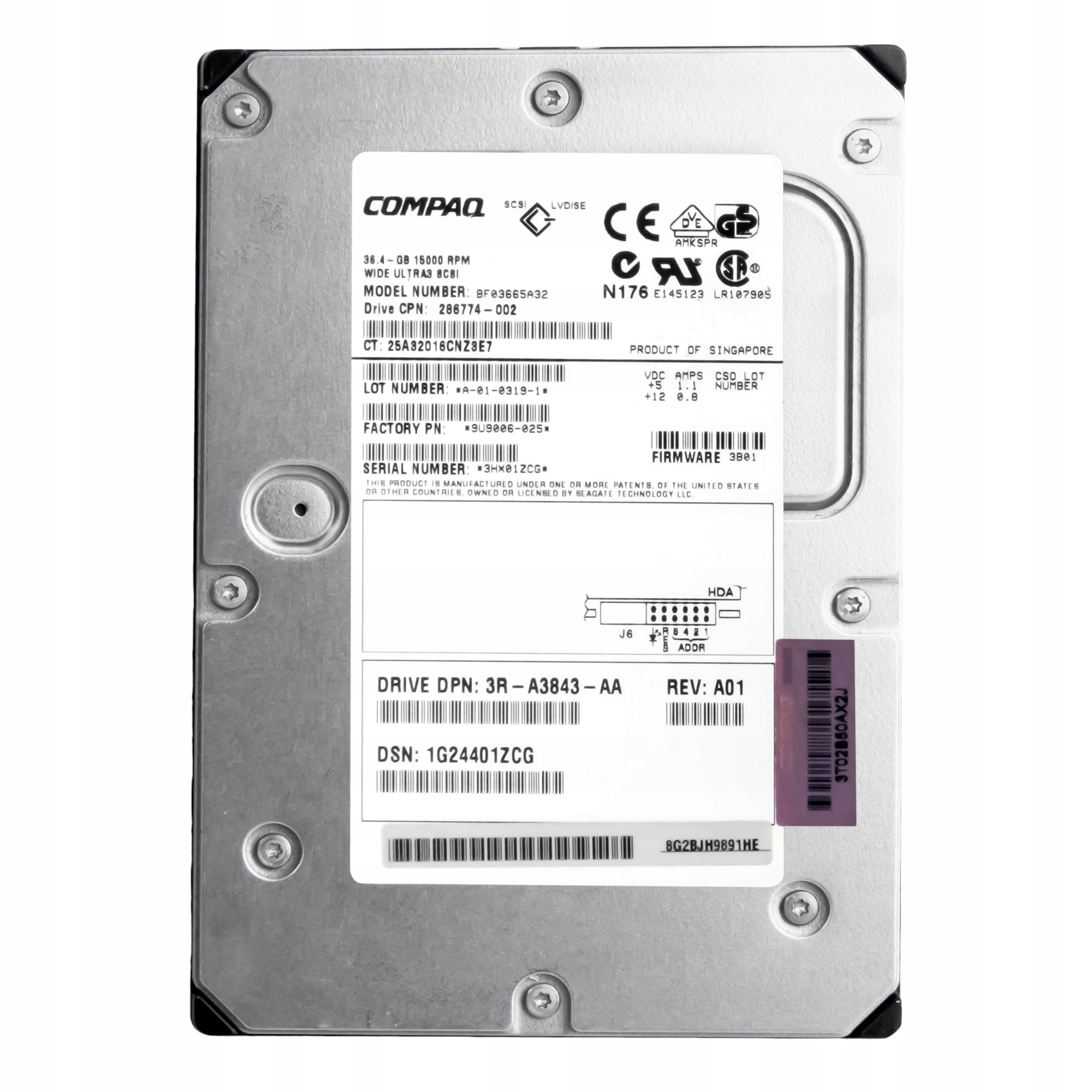 Compaq 286774-002 36,4 Gb 15K Scsi 3,5'' BF03665A32