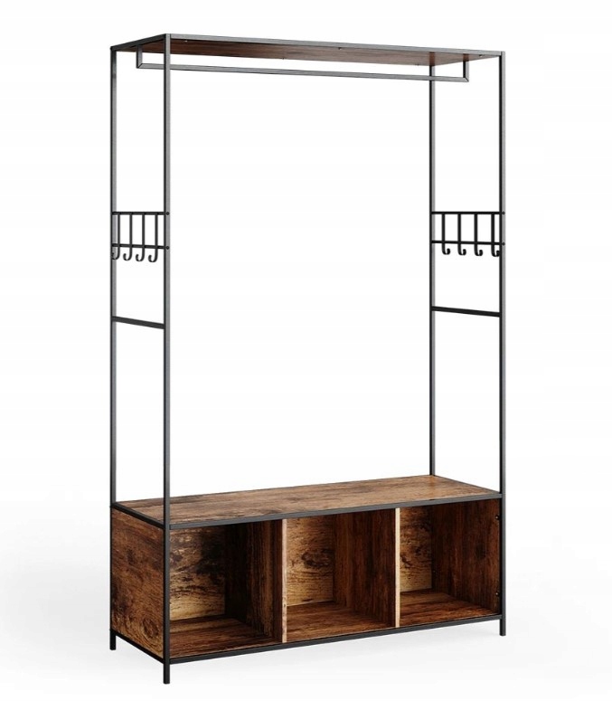 Rustikálna skriňa Vešiak s poličkou a sedadlom do spálne