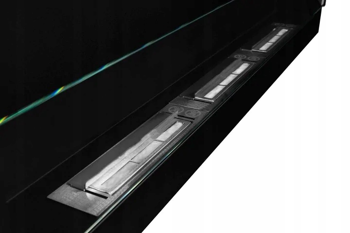 Biokominek płaski wiszący 1200x400 czarny z szybą Głębokość produktu 12 cm
