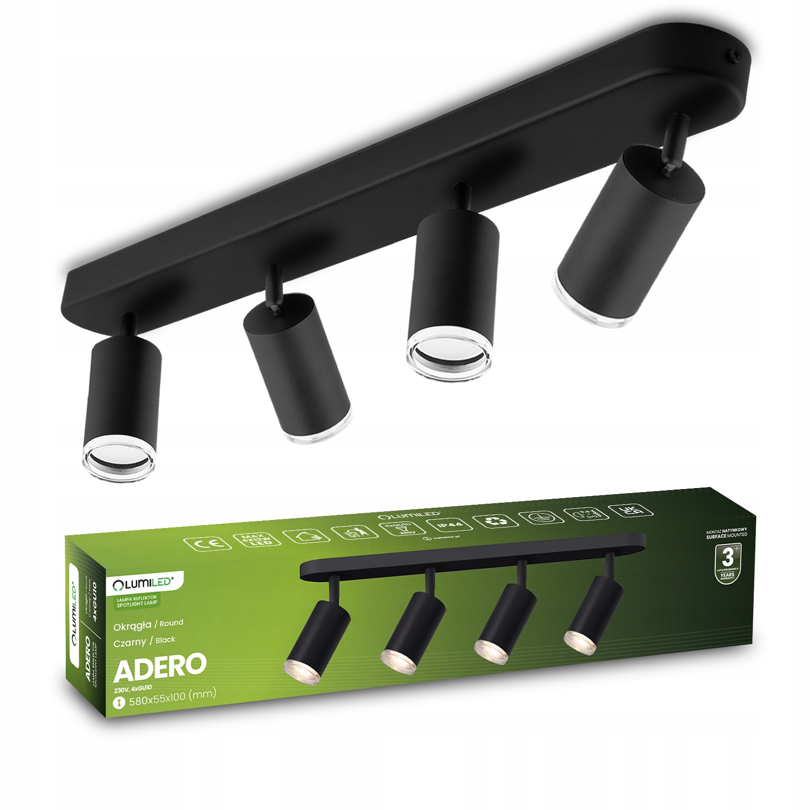 Lampa Sufitowa Spot Tuba Reflektor Led Oprawa Halogenowa 4xGU10 Ścienna