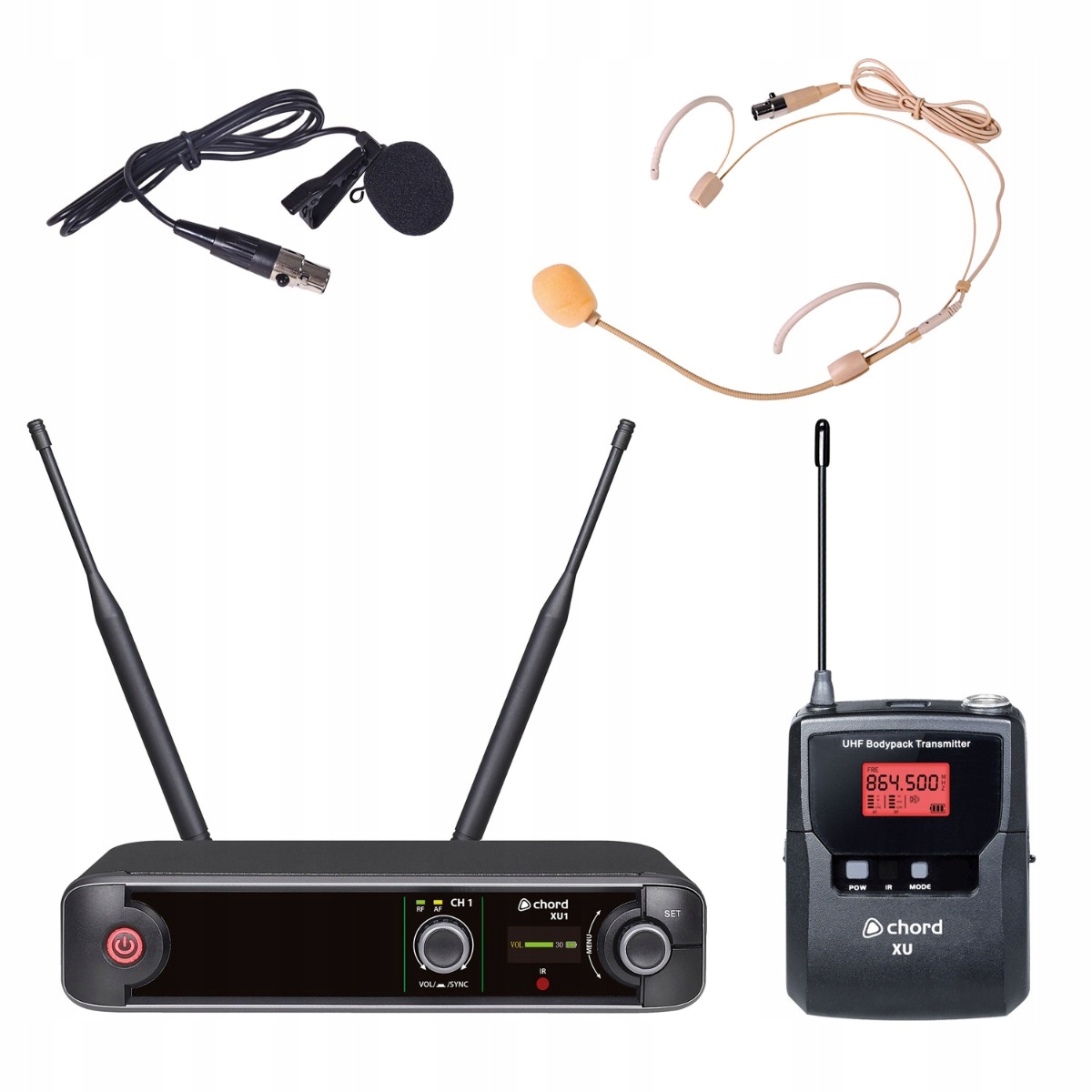 Mikrofónový systém Chord XU1-B s popruhom na krk a bodypackom mikrofón