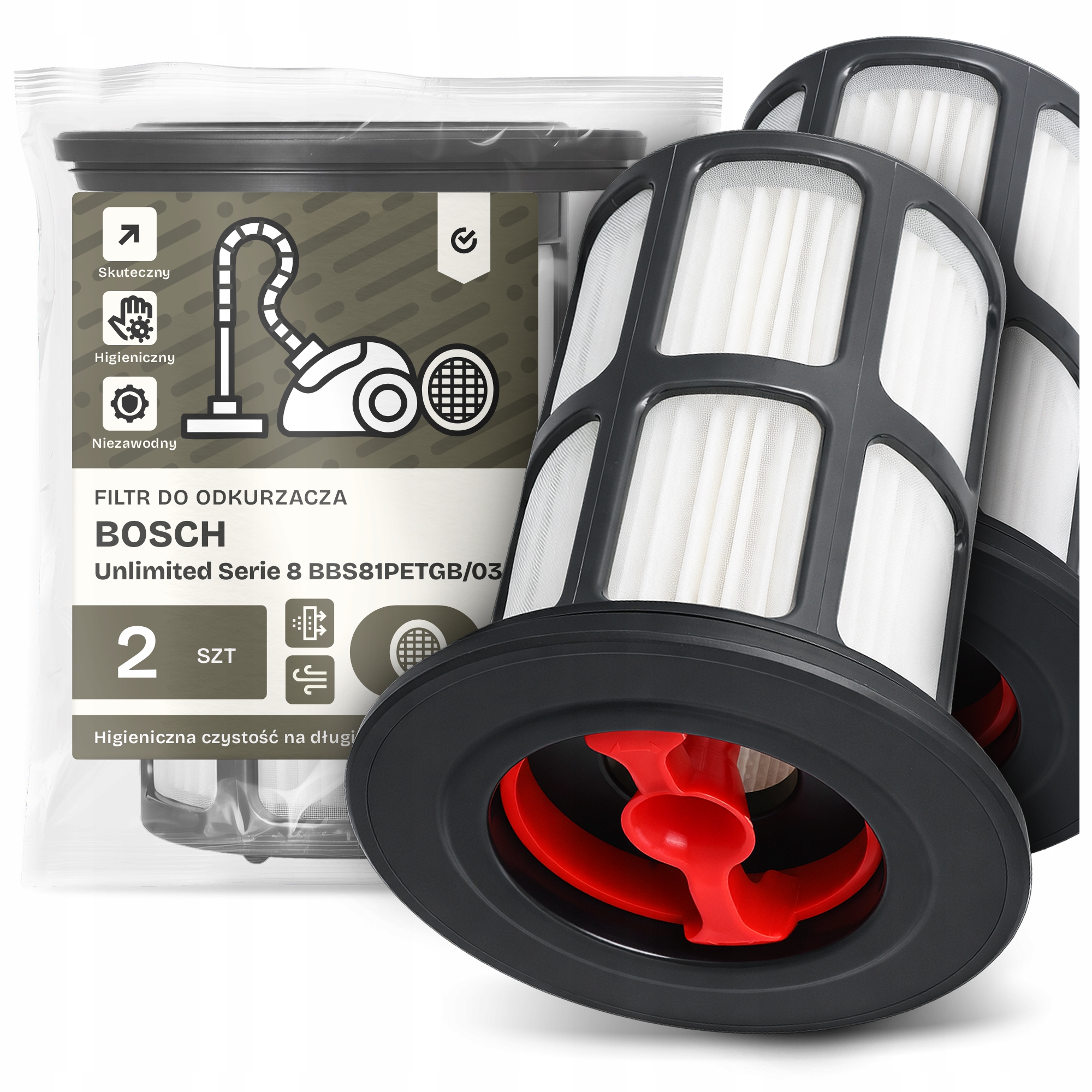 2x Filtr Pro Vysavač Bosch Unlimited Serie 8 BBS81PETGB/03 Hepa Filt Em-w