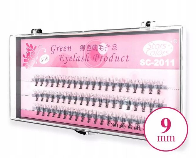 Kępki Rzęs Jedwabne Naturalne Gęste 9mm 60 sztuk Marka Clavier