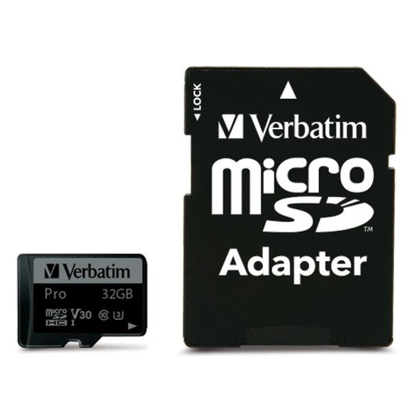 Verbatim Karta microSD 32GB adapterPro U3 czarny/black 47041