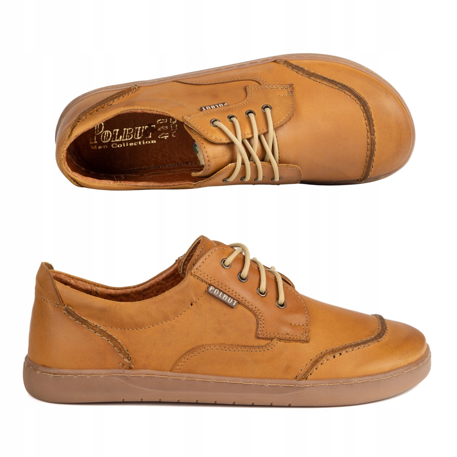 Pánské kožené barefoot boty Polbut 2602 hnědé 42