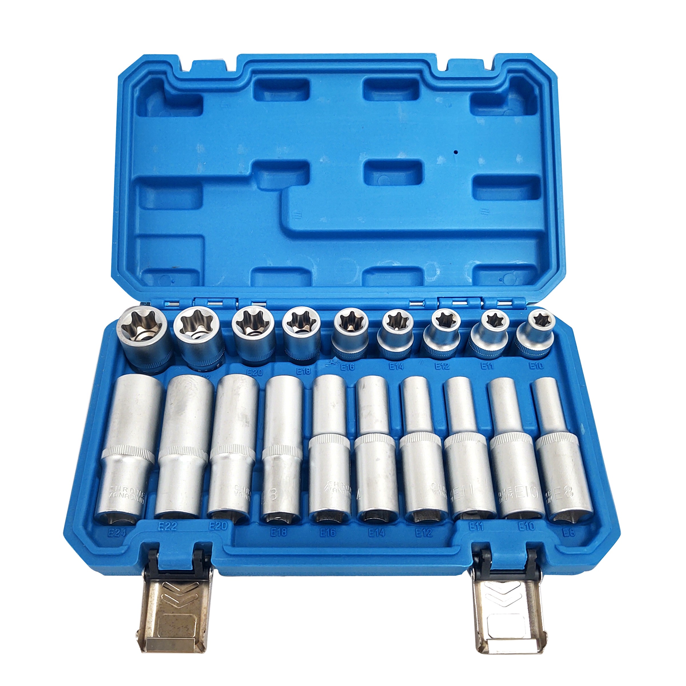 Klucze nasadowe Torx 20 ele 1/2 E8-E24 nasadki długie krótkie