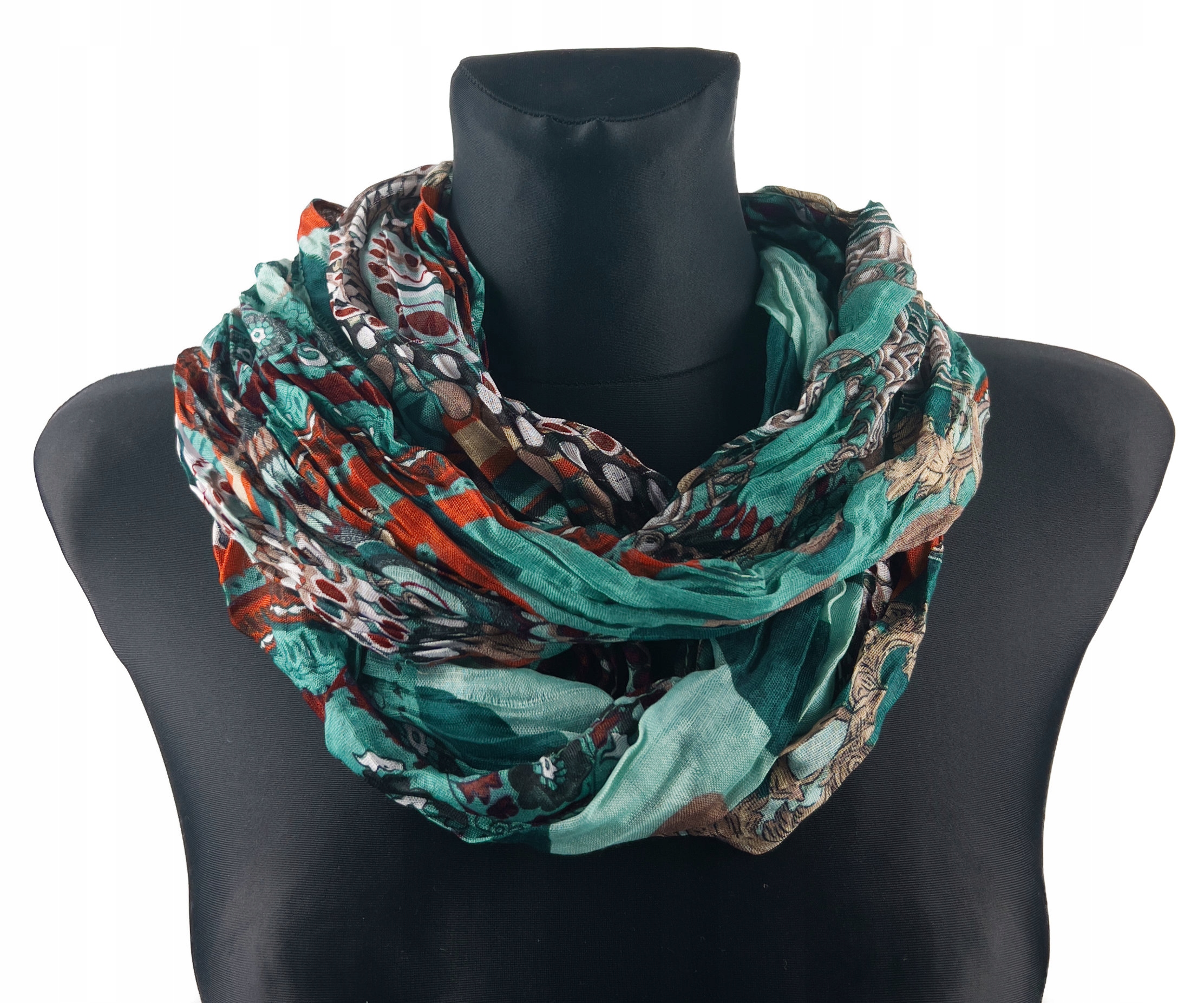 Ap 572 Szal apaszka wzorzysta - morski zielony (c)